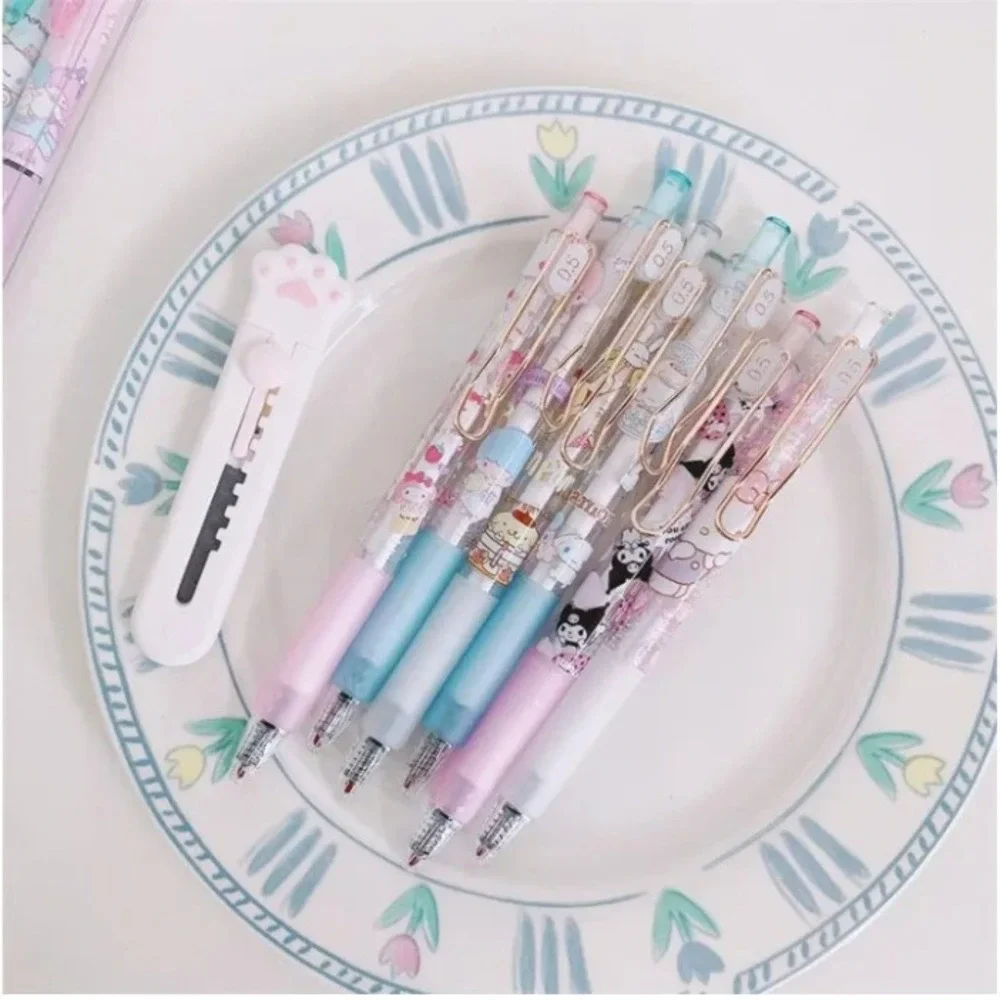 Sanrio Character 6pc Gel Pen Set Hello Kitty Kuromi My Melody 0.5mm Black Ink